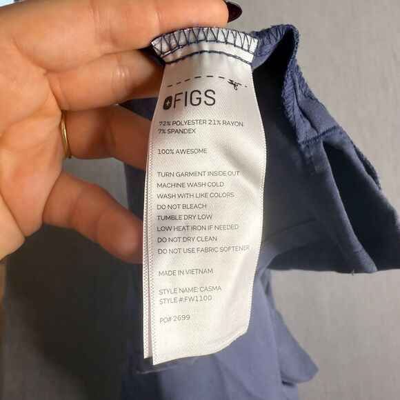 Figs Women's V-Neck Scrub Top in Blue - Picture 7 of 7